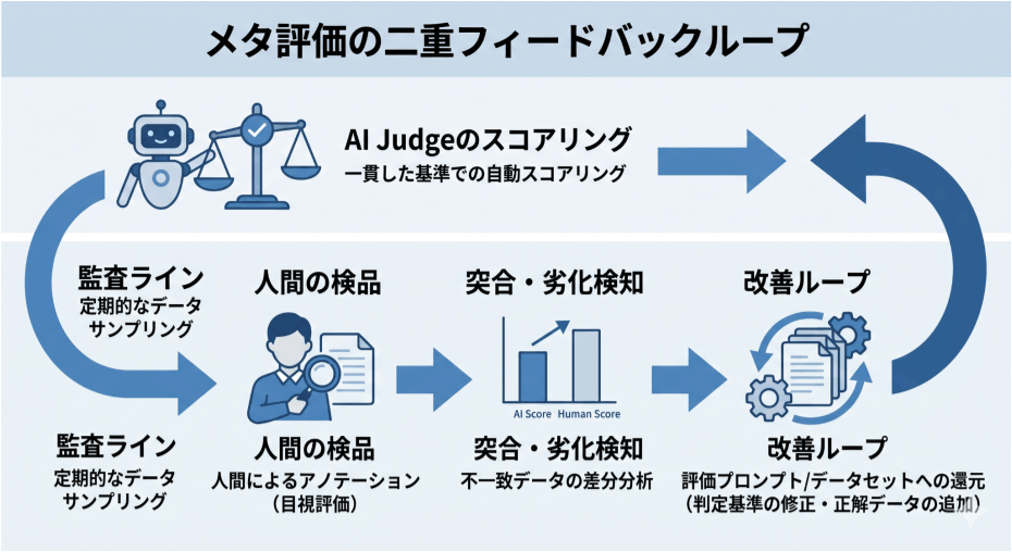 メタ評価の二重フィードバックループ